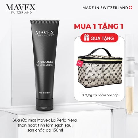 [Tặng túi Care4u] Sữa rửa mặt Mavex La Perla Nera than hoạt tính làm sạch sâu, săn chắc da 150ML