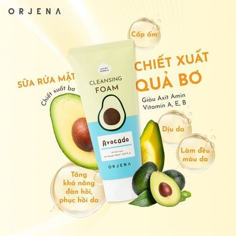 [Tặng son dưỡng Eveline] Sữa rửa mặt Orjena chiết xuất quả bơ 180ML