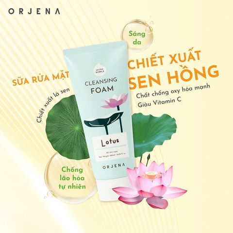 [Tặng son dưỡng Eveline] Sữa rửa mặt Orjena chiết xuất sen hồng 180ML