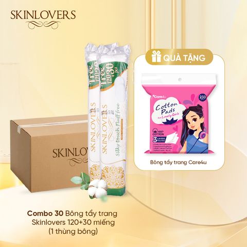 [Tặng bông Care4u] Thùng 30 gói bông tẩy trang Skinlovers 120+30 miếng_SKLV5044