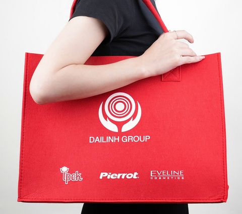 Túi vải dạ nhãn hiệu Dailinhgroup màu đỏ