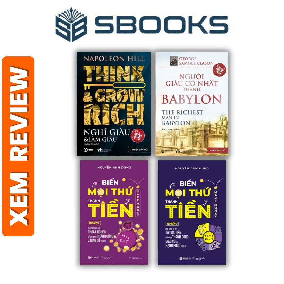  Sách - Combo 4 Cuốn : Nghĩ Giàu Làm Giàu - Người Giàu Có Nhất Thành Babylon - Biến Mọi Thứ Thành Tiền Quyển 1+2 - Sách làm giàu, Tư Duy Kinh Doanh Phát Triển Bản Thân nên đọc 2024 - Sách Sbooks chính hãng 