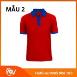  Áo thun đồng phục đỏ phối màu 