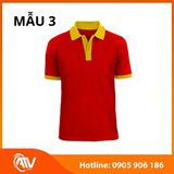  Áo thun đồng phục đỏ phối màu 