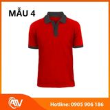  Áo thun đồng phục đỏ phối màu 