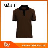  Áo thun đồng phục nâu phối màu 