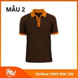  Áo thun đồng phục nâu phối màu 