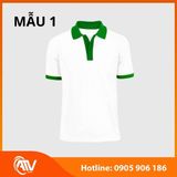  Áo thun đồng phục trắng phối màu 