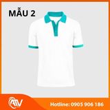  Áo thun đồng phục trắng phối màu 