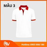  Áo thun đồng phục trắng phối màu 