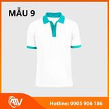  Áo thun đồng phục trắng phối màu 