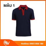  Áo thun đồng phục xanh đậm phối màu 