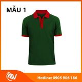  Áo thun đồng phục xanh lá phối màu 