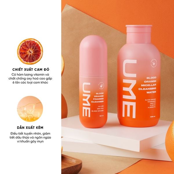 Combo Làm Sạch Sâu, Dưỡng Ẩm Đa Tầng - Nước Tẩy Trang và Bọt Rửa Mặt Cam Máu