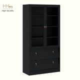  HAPPY FURNITURE , Kệ sách cửa kính 2 ngăn kéo - CALYN , KSA_107 , 90cm x 39cm x 176cm DxRxC 