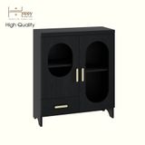  HAPPY FURNITURE , Tủ lưu trữ 2 cửa kính 1 ngăn kéo - CHEVY, TLT_046 , 70cm x 30cm x 82cm DxRxC 