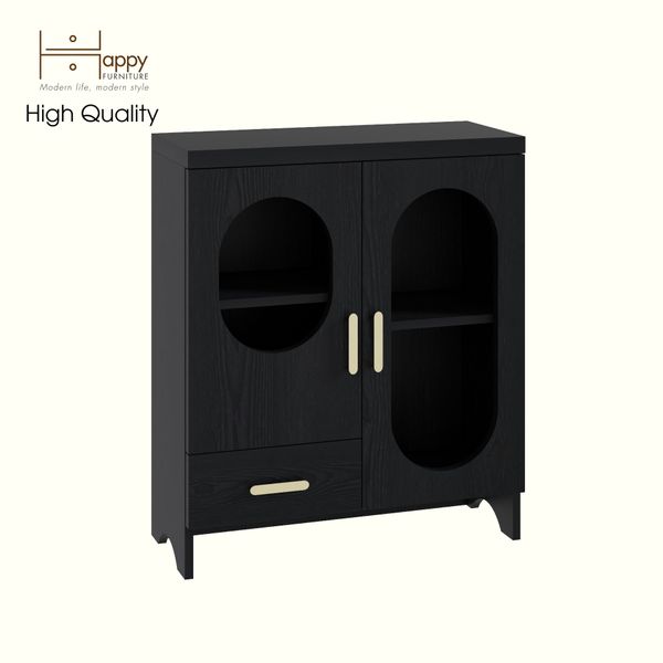  HAPPY FURNITURE , Tủ lưu trữ 2 cửa kính 1 ngăn kéo - CHEVY, TLT_046 , 70cm x 30cm x 82cm DxRxC 