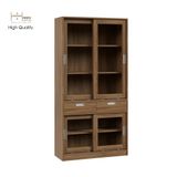 HAPPY FURNITURE , Tủ sách 2 ngăn kéo 4 cánh lùa - LUCA , TCL_011 , 90cm x 35cm x 180cm 