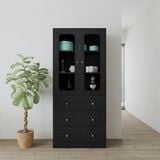  HAPPY FURNITURE , Tủ lưu trữ 2 cửa kính 3 ngăn kéo - NOAH , TCM_270 , 80cm x 40cm x 180cm DxRxC 