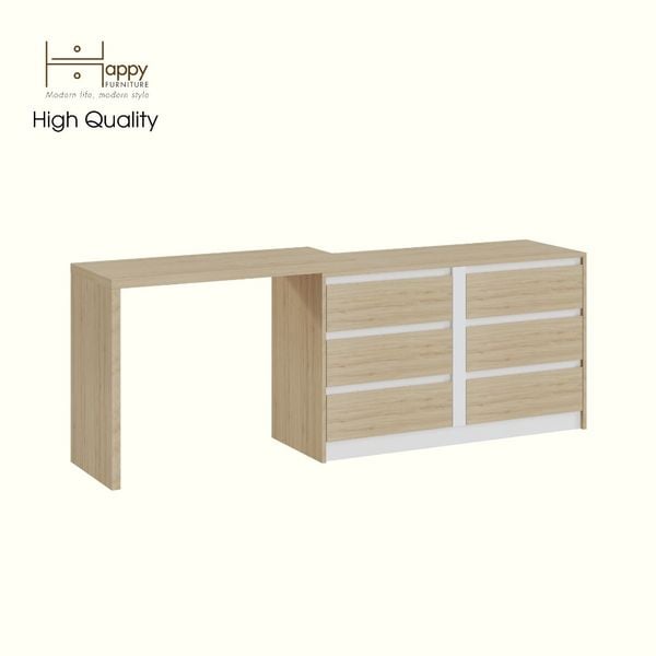  HAPPY FURNITURE , Tủ lưu trữ 6 ngăn kéo kết hợp bàn - ELIS , BAN_173 , 204cm x 45cm x 72cm DxRxC 