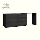  HAPPY FURNITURE , Tủ lưu trữ 6 ngăn kéo kết hợp bàn - VENNI , BAN_114 , 230cm x 45cm x 85cm DxRxC 