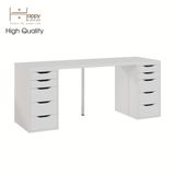  HAPPY FURNITURE , Bàn làm việc 2 bên ngăn tủ 2m x 60cm - LIDA , BAN_025 , 200cm x 60cm x 73cm 