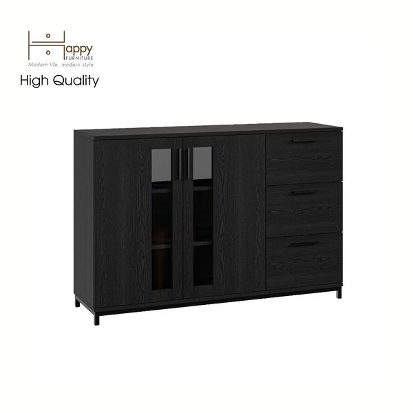  HAPPY FURNITURE , Tủ lưu trữ 3 ngăn kéo 2 cửa mở chân sắt - LOUIS , THK_058 , 126cm x 36cm x 84cm 