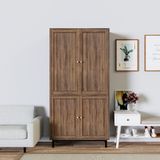  HAPPY FURNITURE , Kệ sách 5 tầng 4 cửa mở chân sắt - CATY , KSA_055 , 90cm x 39cm x 180cm 