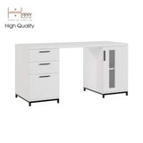  HAPPY FURNITURE , Bàn làm việc 3 ngăn kéo chân sắt - LOUIS , BAN_035 , 150cm x 60cm x 75cm 