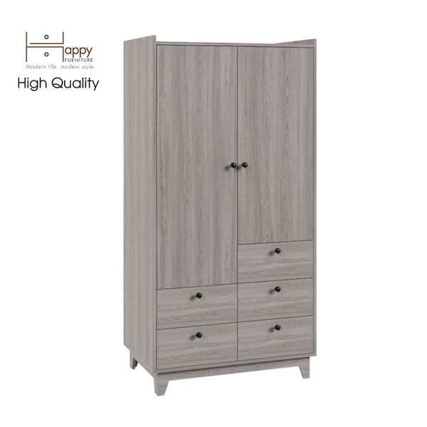  HAPPY FURNITURE , Tủ quần áo 2 cửa mở 5 ngăn kéo - KINA , TCM_039 , 90cm x 58cm x 180cm 