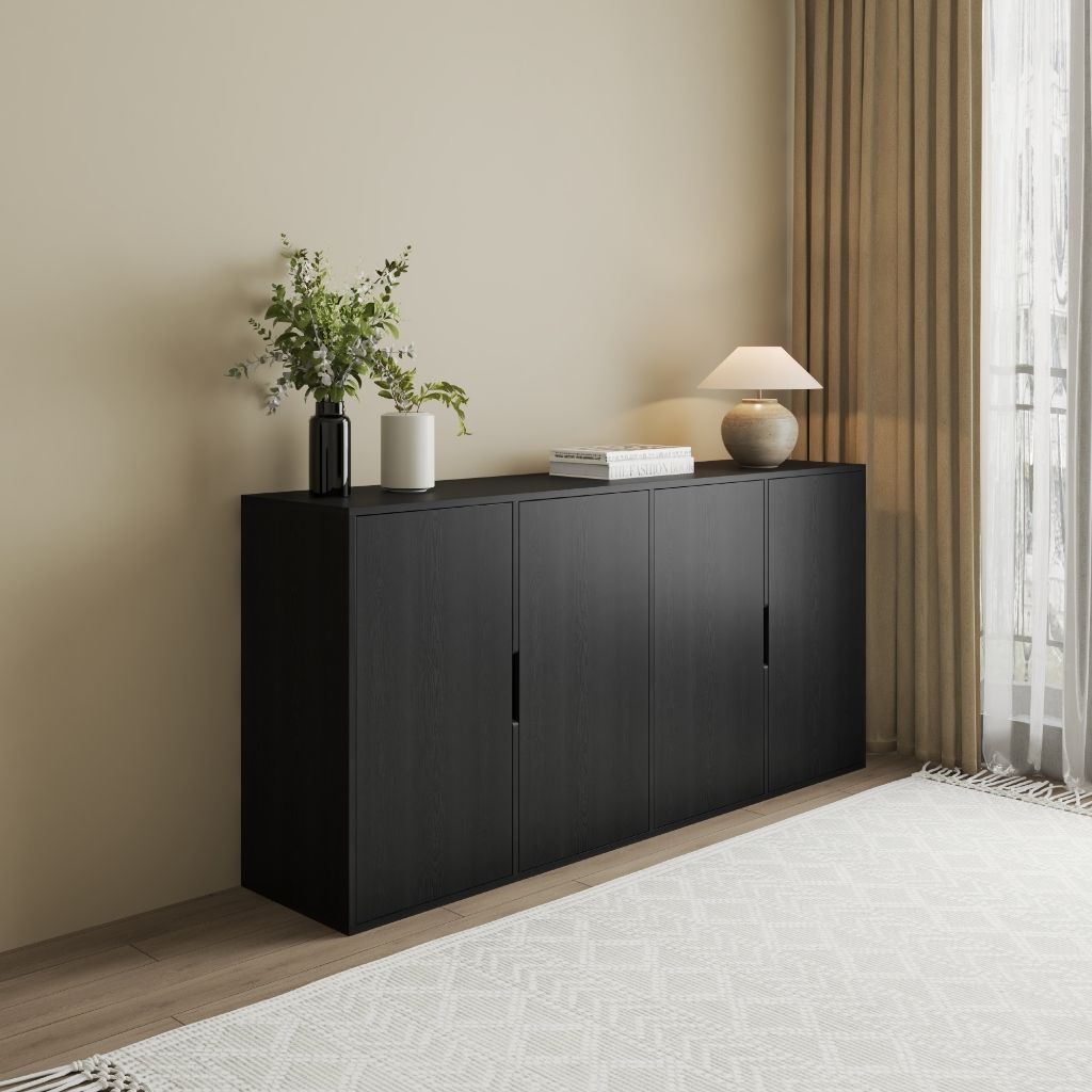  HAPPY FURNITURE ,Tủ lưu trữ 4 cửa mở - LAYLA , TCM_273 , 180cm x 40cm x 86cm DxRxC 