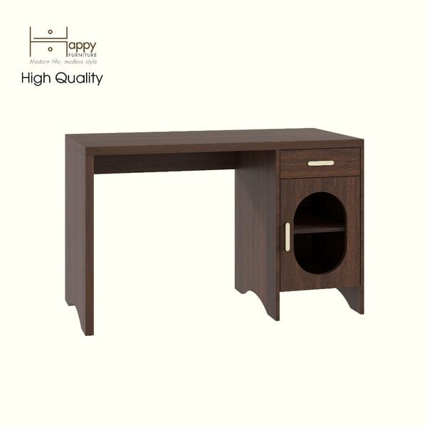  HAPPY FURNITURE , Bàn làm việc 1 ngăn kéo 1 cửa kính - CHEVY, BAN_137 , 120cm x 59cm x 75cm DxRxC 