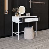  HAPPY FURNITURE , Bàn làm việc 2 ngăn kéo chân sắt - TAKO , BAN_074 , 80cm x 50cm x 75cm 