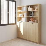  HAPPY FURNITURE , Kệ sách 6 tầng 4 cửa mở - CATY, KSA_077 , 160cm x 28cm x 202cm DxRxC 