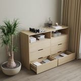  HAPPY FURNITURE , Tủ lưu trữ 6 ngăn kéo - LAYLA , THK_331 , 140cm x 40cm x 93cm DxRxC 