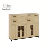  HAPPY FURNITURE , Tủ lưu trữ 4 ngăn kéo 3 cửa mở chân sắt - LOUIS , THK_060 , 126cm x 36cm x 104cm 