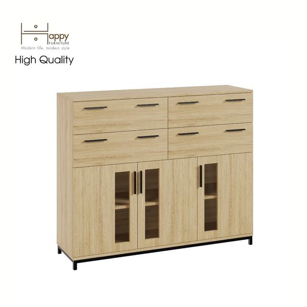  HAPPY FURNITURE , Tủ lưu trữ 4 ngăn kéo 3 cửa mở chân sắt - LOUIS , THK_060 , 126cm x 36cm x 104cm 
