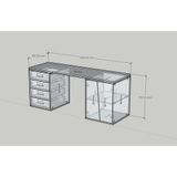  HAPPY FURNITURE , Bàn làm việc 4 ngăn kéo 2 cửa mở - DALEY , BAN_156 , 180cm x 59cm x 75cm DxRxC 