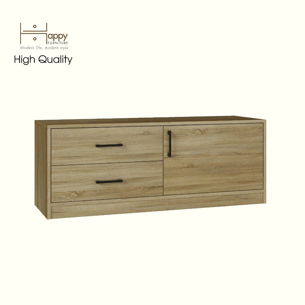  HAPPY FURNITURE , HEINEE - Kệ TV 2 ngăn kéo, KTV_067 , 120cm x 40cm x 46cm DxRxC, sản phẩm phổ thông 