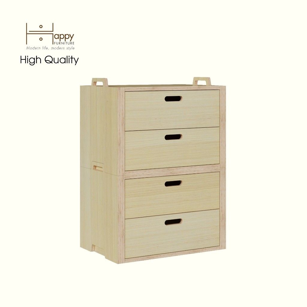  HAPPY FURNITURE , Gỗ tự nhiên , Tủ lưu trữ 4 ngăn kéo gỗ Plywood - GAMOR , THK_206 , 60cm x 40cm x 84cm DxRxC 