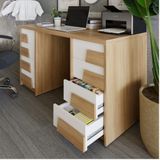  HAPPY FURNITURE , Bàn làm việc 8 ngăn kéo - PONIX , BAN_065 , 140cm x 59cm x 75cm 