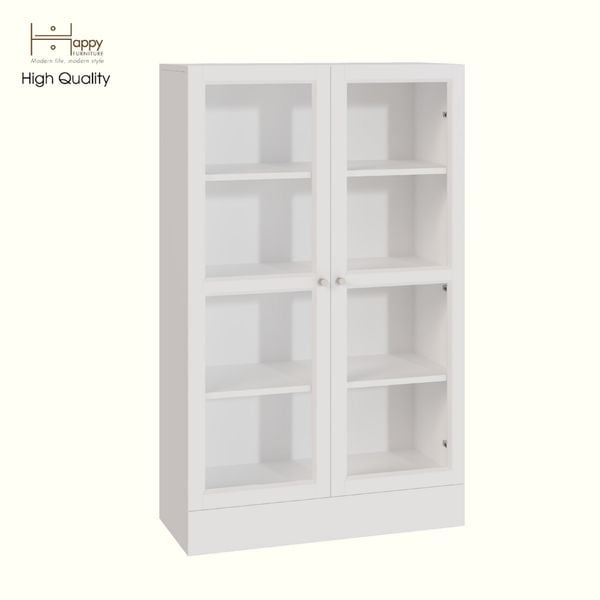  HAPPY FURNITURE , Kệ sách 4 tầng cửa kính 2 cánh mở - SCANDINA , KSA_044 , 81cm x 36cm x 132cm 