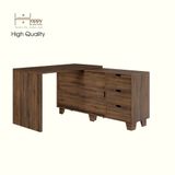  HAPPY FURNITURE , ALVA - Bàn làm việc 2 cửa lùa 3 ngăn kéo, BAN_127 , 140cm x 59cm x 72cm DxRxC 