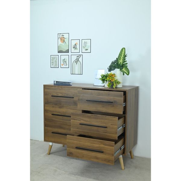  HAPPY FURNITURE , Tủ đựng đồ 6 ngăn chân gỗ chéo -  OSRI , THK_026 , 120cm x 50cm x 100cm 