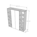  HAPPY FURNITURE , Tủ quần áo 2 cửa mở kết hợp 2 kệ bên - SCANDINA , TCM_100 , 200cm x 55cm x 220cm 