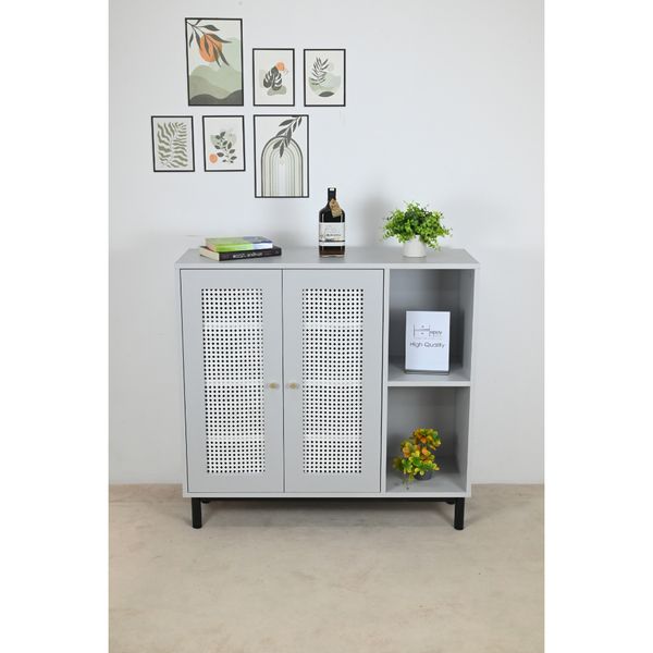  HAPPY FURNITURE , Tủ giày 2 cửa mở chân sắt - ROTAN , TCM_130 , 100cm x 34cm x 94cm 