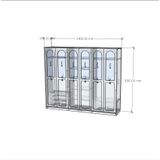  HAPPY FURNITURE , Tủ quần áo cửa kính 6 cửa mở - SISEEL , TCM_187 , 240cm x 54cm x 200cm 