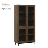  HAPPY FURNITURE , Kệ sách 5 tầng cửa kính chân sắt - CATY , KSA_020 , 90cm x 39cm x 180cm 
