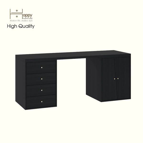  HAPPY FURNITURE , Bàn làm việc 4 ngăn kéo 2 cửa mở - DALEY , BAN_156 , 180cm x 59cm x 75cm DxRxC 