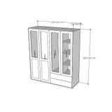  HAPPY FURNITURE , Tủ quần áo 4 cửa mở - ROTAN , TCM_137 , 160x54x180cm 